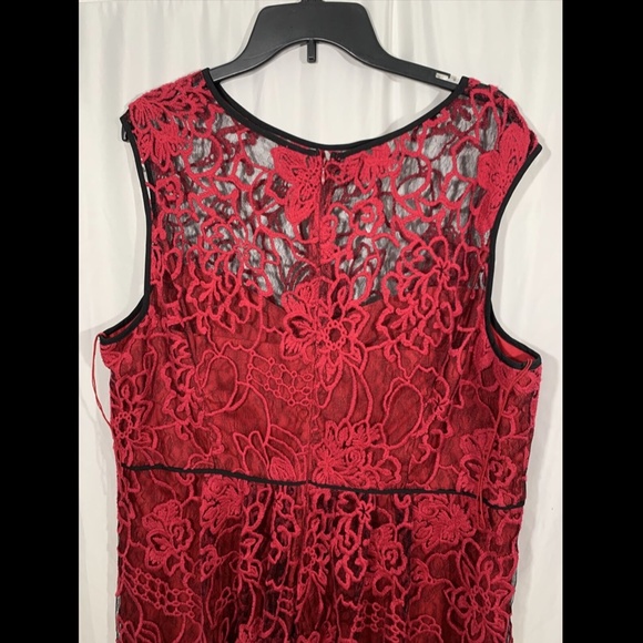 NWOT Adrianna Papell Kahlo Flare Lace Dress, 20W, Red - Picture 10 of 12